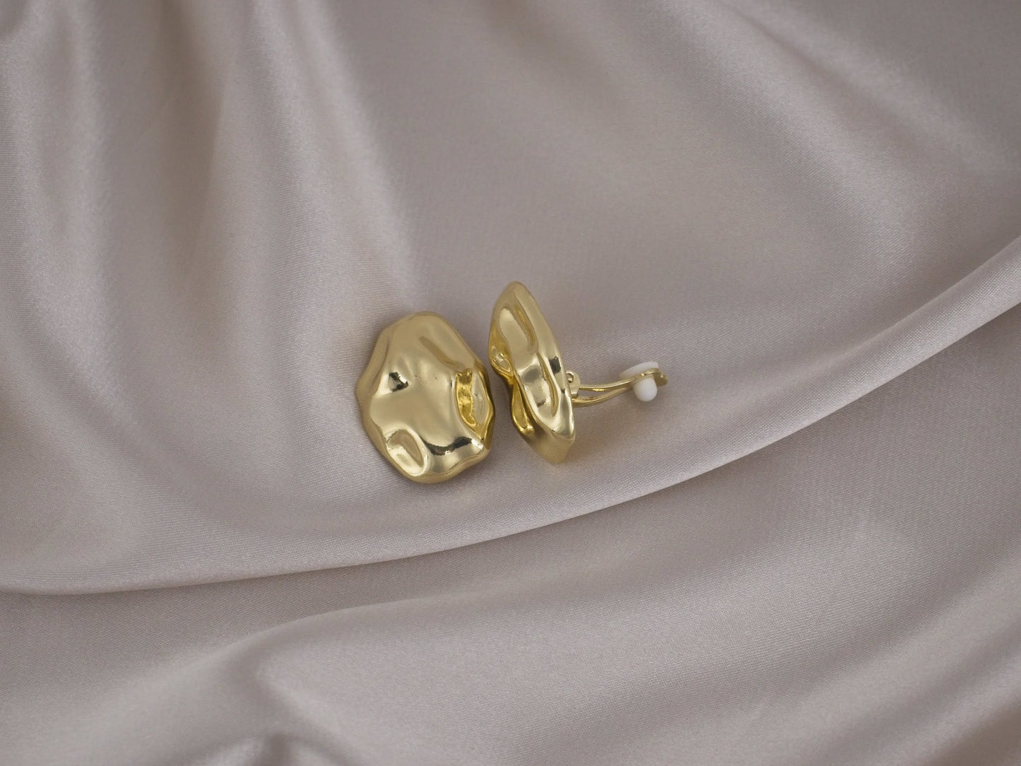 Statement Elegant Hammered Gold Clip-On Earring image 1