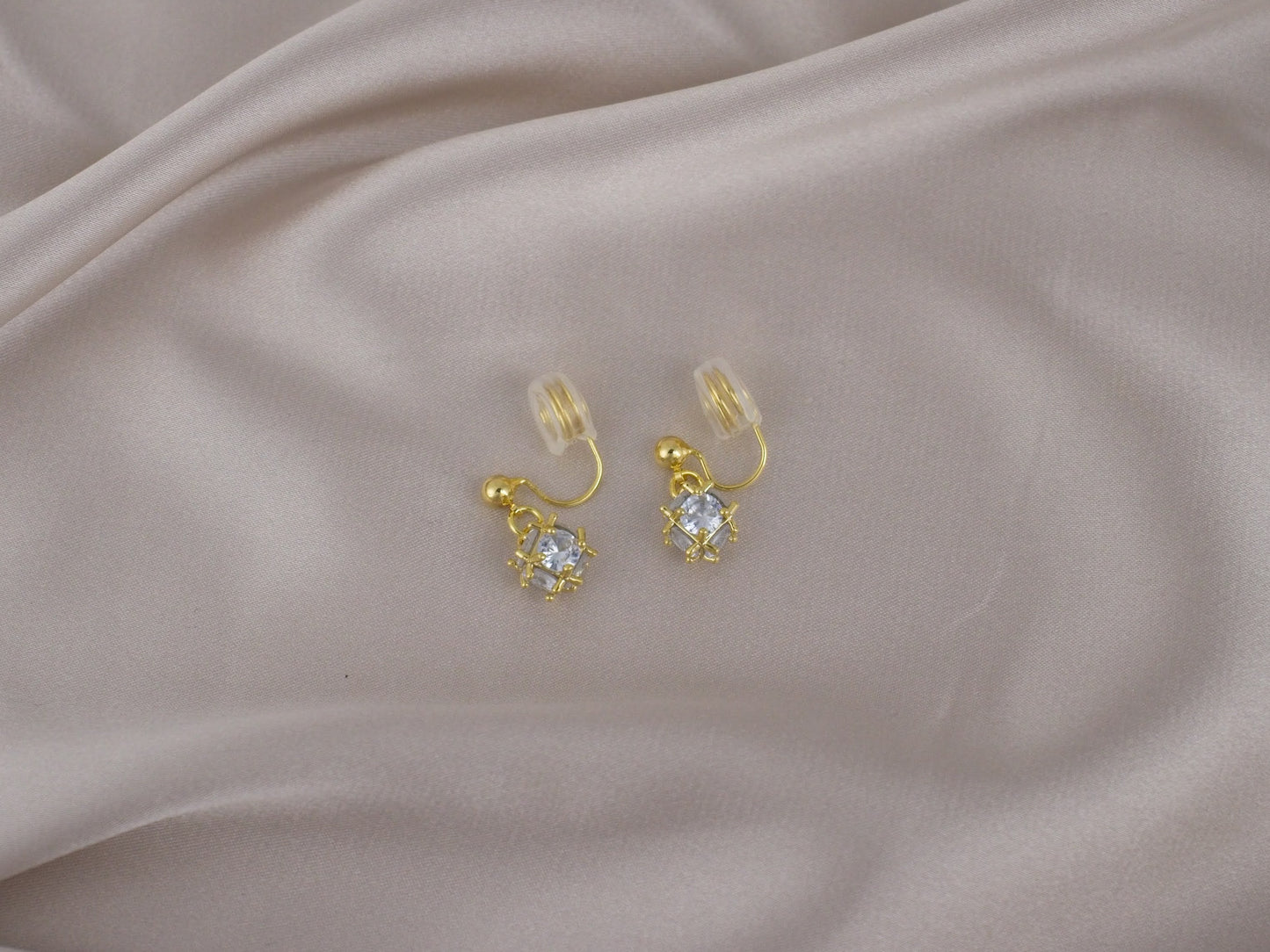 Snowball Zircon Gold Clip-On Earring image 0