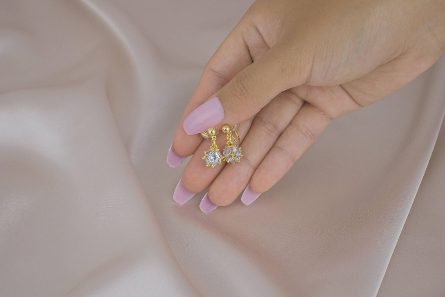 Snowball Zircon Gold Clip-On Earring image 1