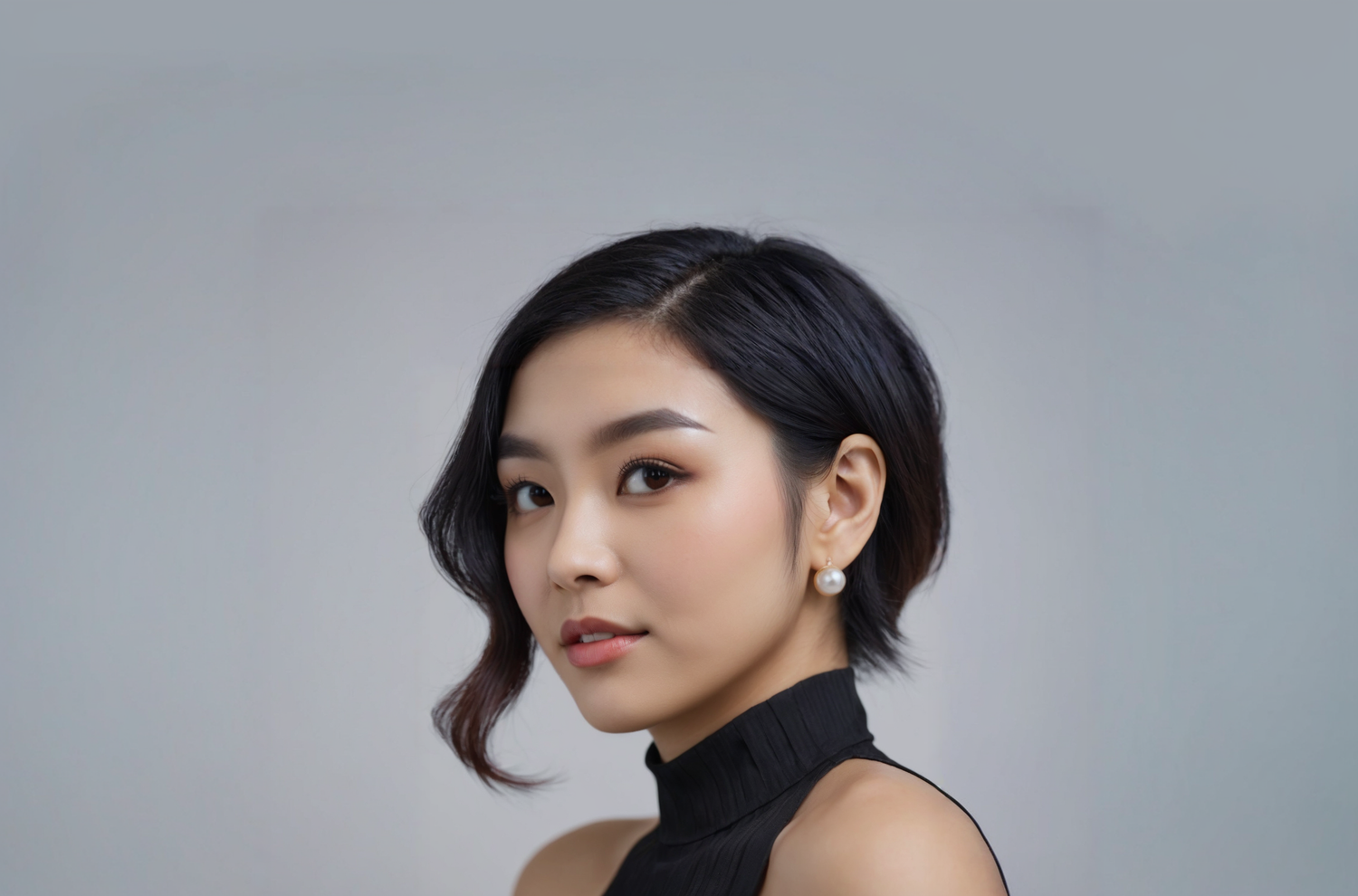 header image of an Asian woman looking at the viewer wearing pearl earring