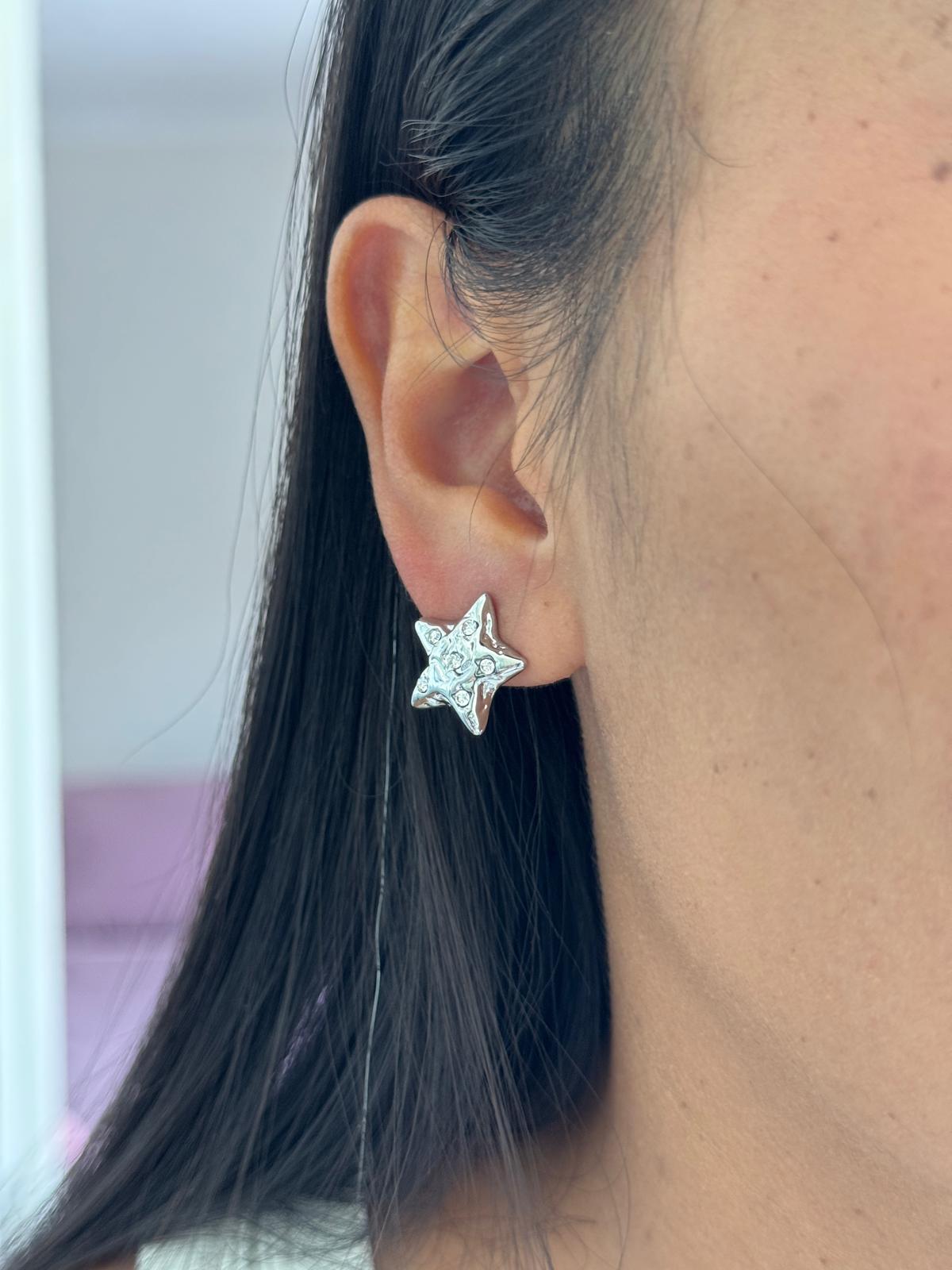 Twilight Star - Clip on earring - Zircon and Silver