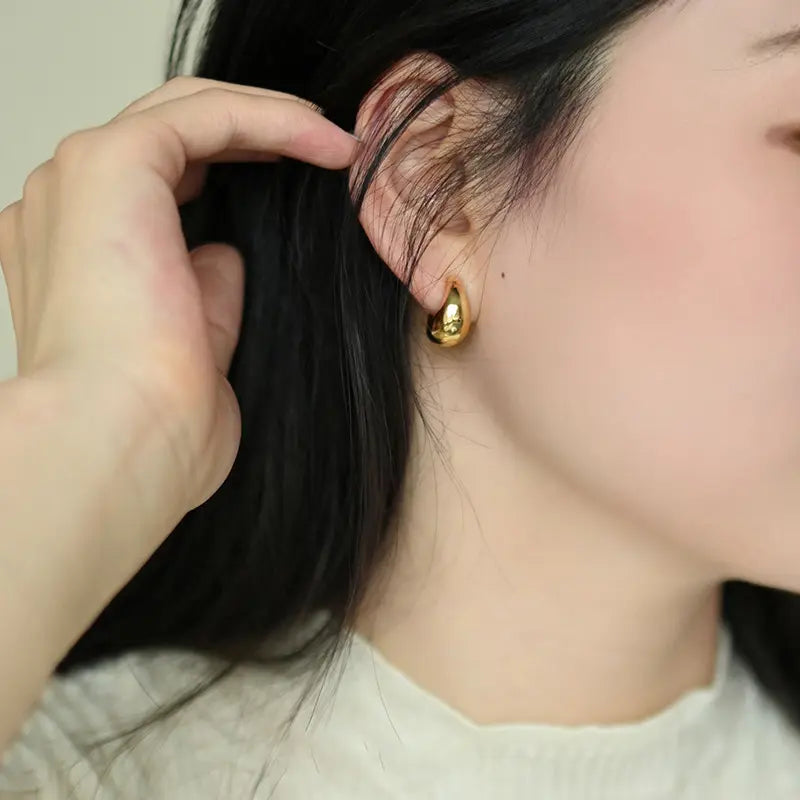 Water Drop - Clip on earring - Medium Size - Gold and Silver