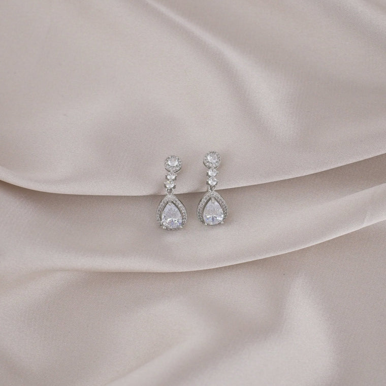 Water Drop Silver Clip-On Earring image 0
