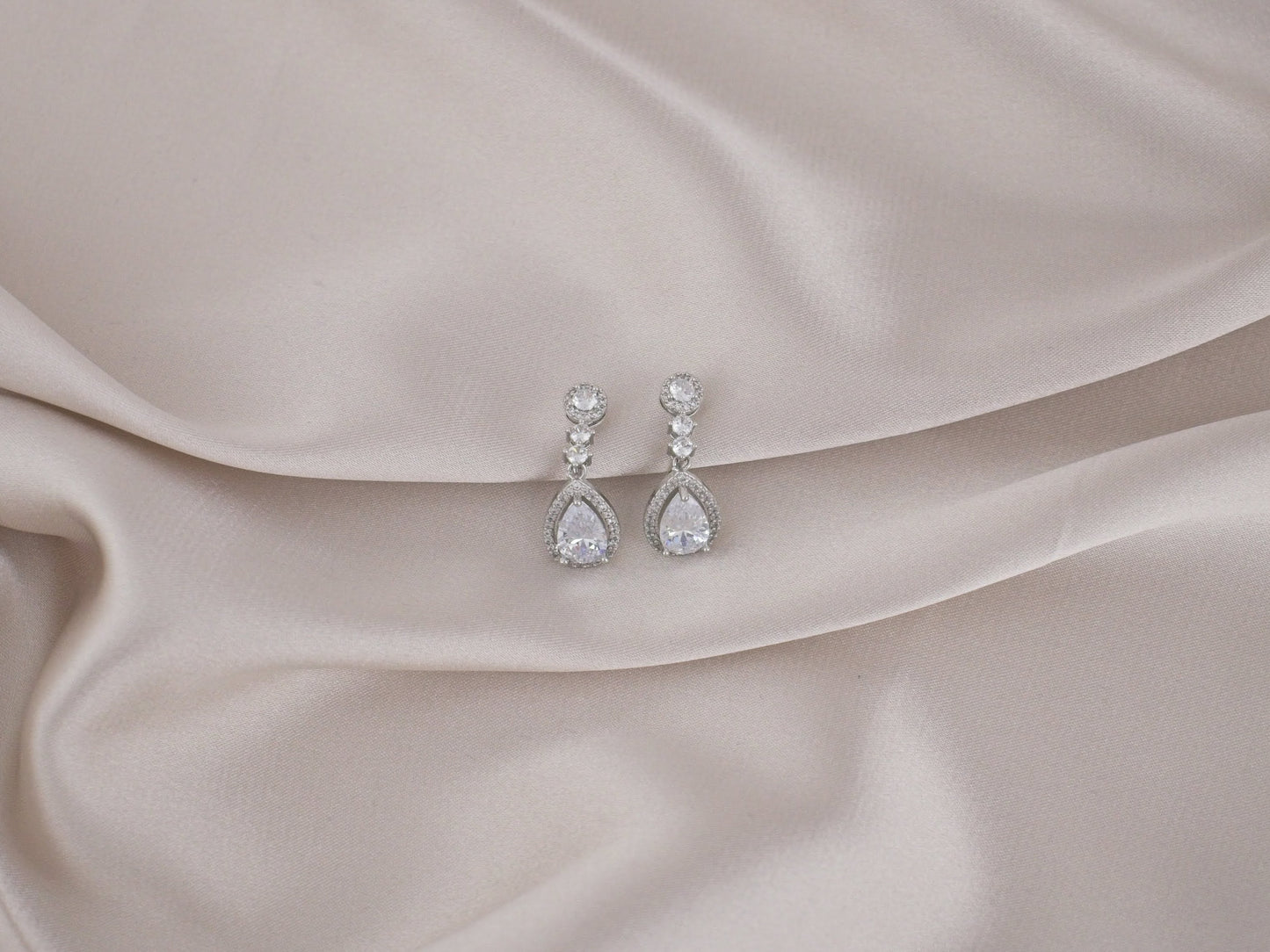 Water Drop Silver Clip-On Earring image 0