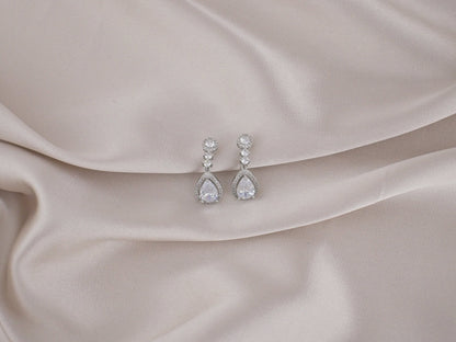 Water Drop Silver Clip-On Earring image 0