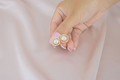 Elegant Freshwater Pearl and Zircon Gold Clip-On Earring image 2
