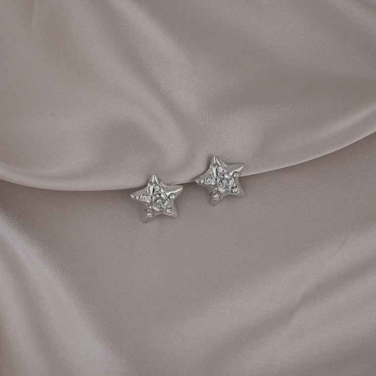Twilight Star with Zircon Silver Clip-On Earring image 0