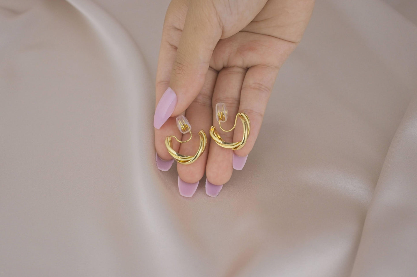 Elegant Multi-Layer C-Shape Gold Earring image 1