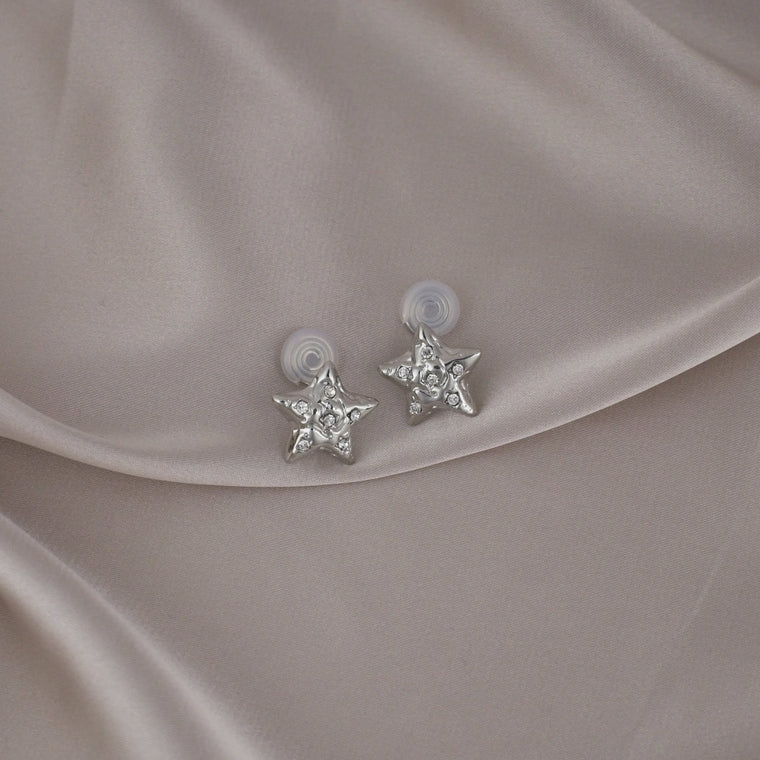 Twilight Star with Zircon Silver Clip-On Earring image 1