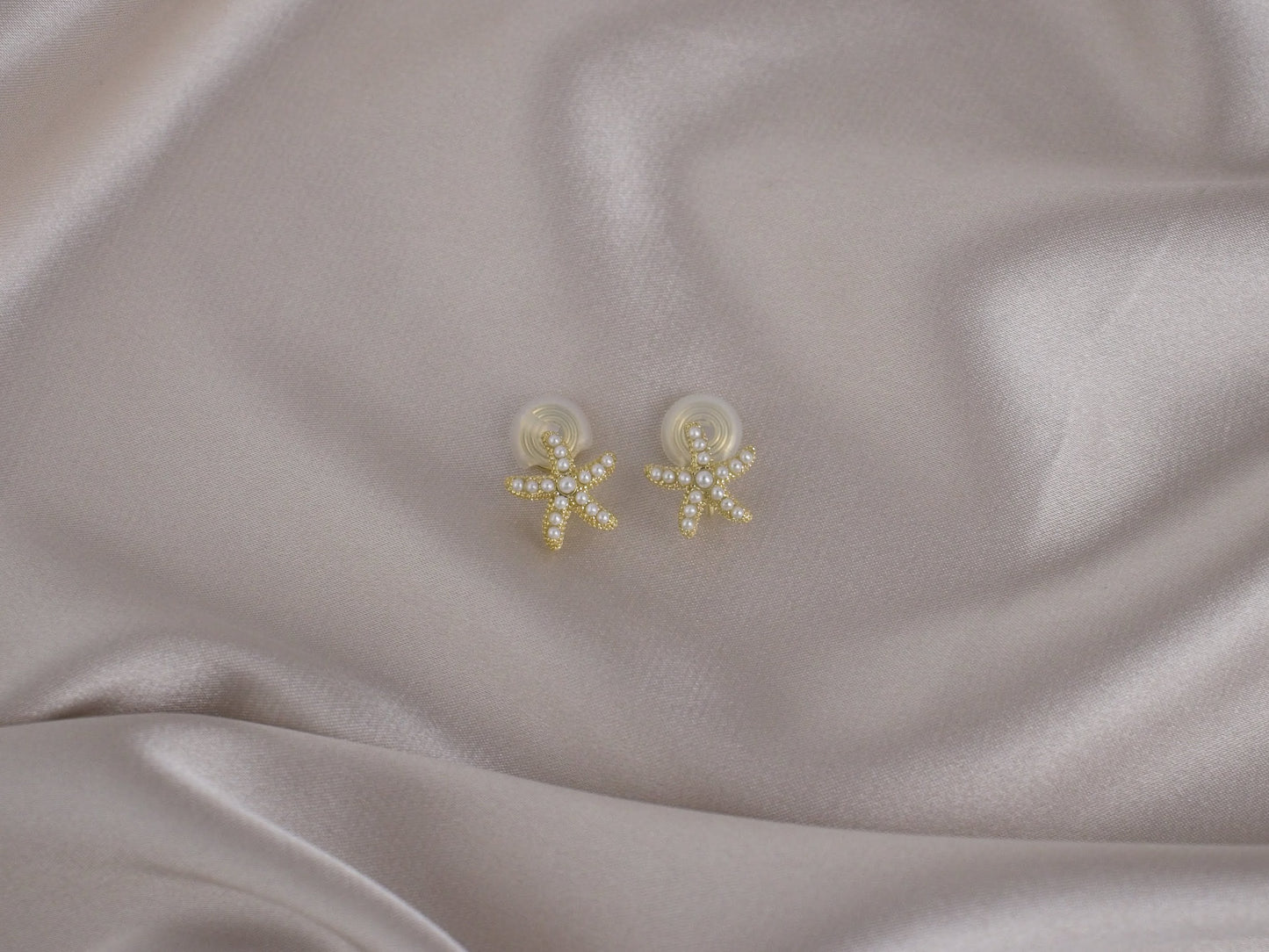 Starfish Pearl Inlay Gold Clip-On Earring image 0