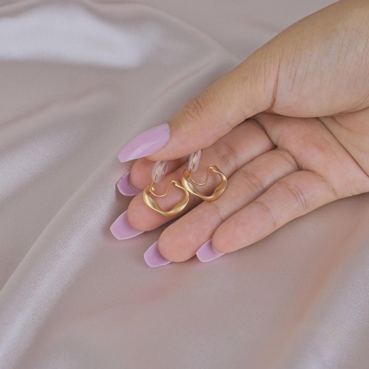 Elegant Irregular Hoop C-Shape Small Rose Gold Clip-On Earring image 1