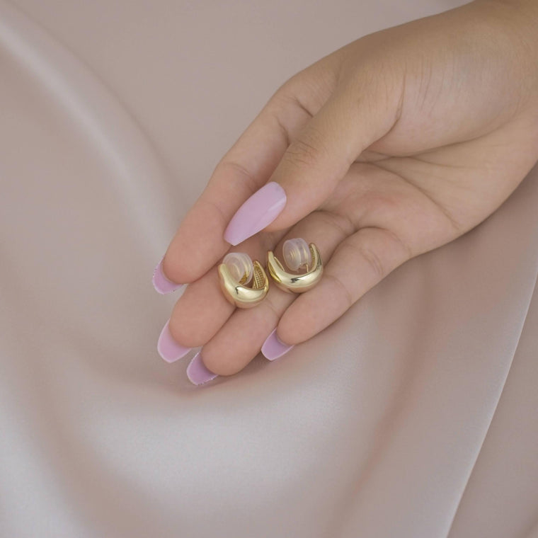 Chunky Water Drop Gold and Silver Clip-On Earring image 1