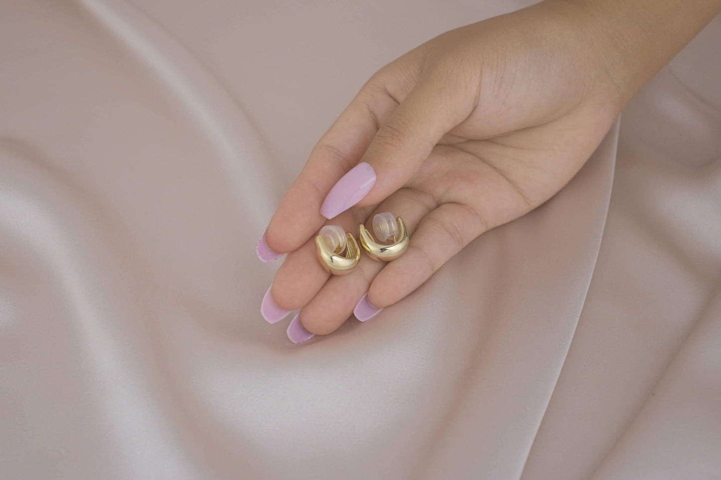 Chunky Water Drop Gold and Silver Clip-On Earring image 1