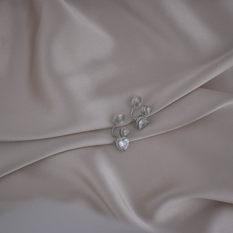Love Heart Silver Clip-On Earring image 1