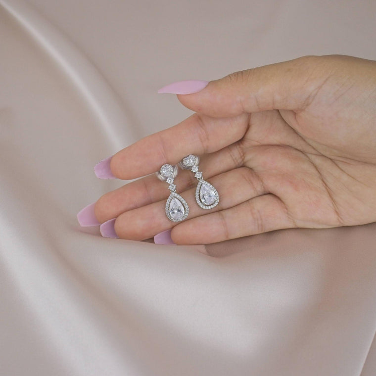 Water Drop Silver Clip-On Earring image 1