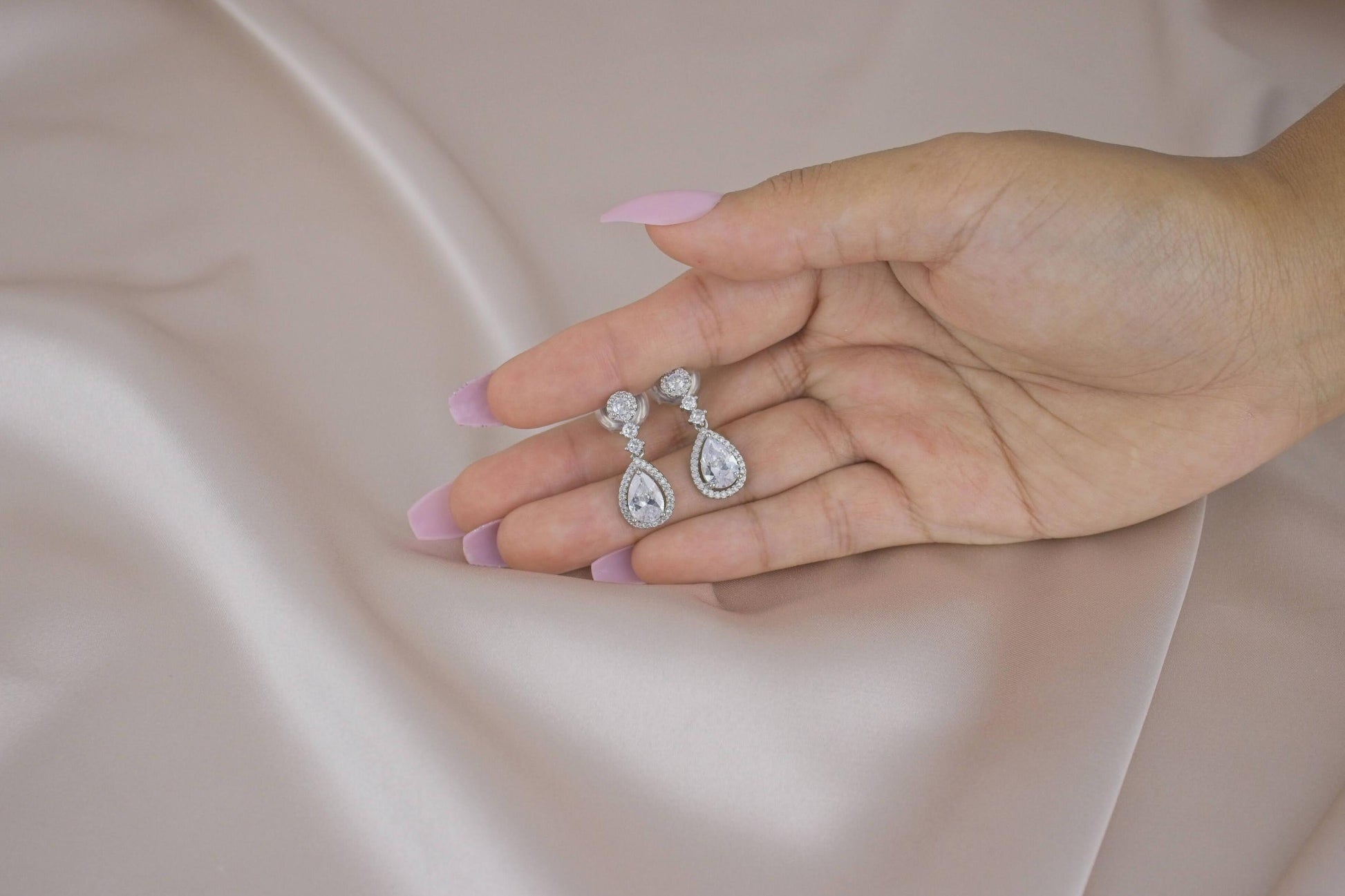 Water Drop Silver Clip-On Earring image 1
