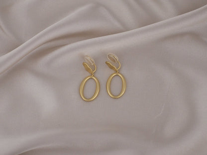 Elegant Oval Bold Hoop Gold Clip-On Earring image 1