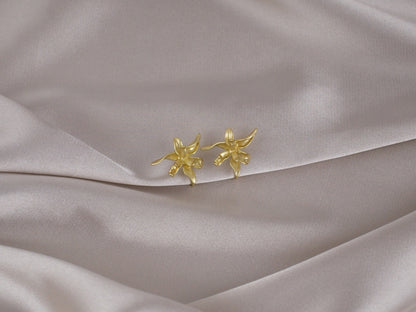 Elegant Flower Bloom Gold Earring image 0
