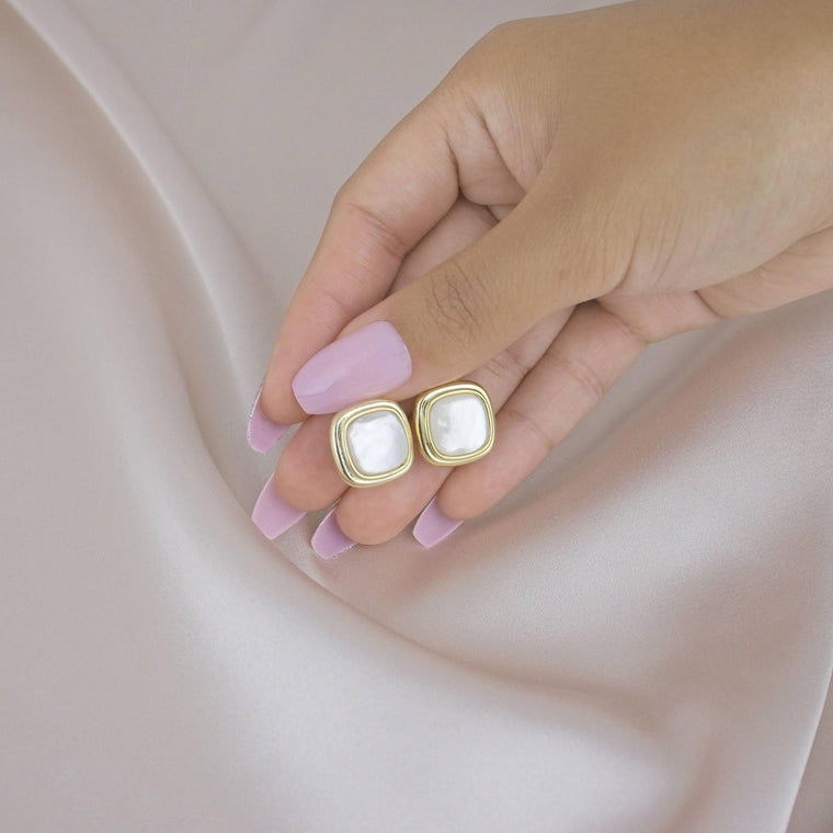 Lumina Square Stone Gold Clip-On Earring image 1
