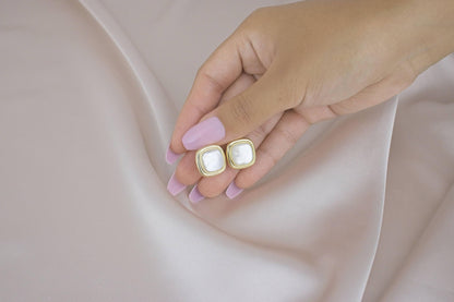 Lumina Square Stone Gold Clip-On Earring image 1