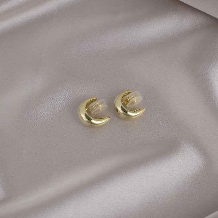 Chunky Water Drop Gold and Silver Clip-On Earring image 0