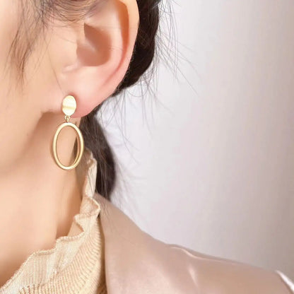 Oval Hoop  - Clip On earring - Gold
