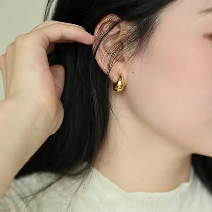 Water Drop - Clip on earring - Medium Size - Gold and Silver